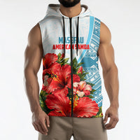 Personalized American Samoa Masefau Sleeveless Zip Hoodie Hibiscus Tropical Floral Whale Polynesian Tribal Pattern