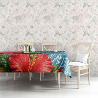 Personalized American Samoa Masefau Tablecloth Hibiscus Tropical Floral Whale Polynesian Tribal Pattern