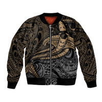 Polynesian Bomber Jacket Hammerhead Shark Tribal Pattern TS04 Unisex Black Yellow - Polynesian Pride