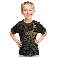 Polynesian Kid T Shirt Hammerhead Shark Tribal Pattern TS04 Black/Yellow - Polynesian Pride