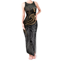 Polynesian Tank Maxi Dress Hammerhead Shark Tribal Pattern TS04 Women Black Yellow - Polynesian Pride