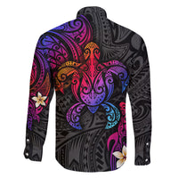 Turtle and Plumeria - Polynesian Family Matching Off Shoulder Long Sleeve Dress and Hawaiian Shirt TS04 - Polynesian Pride