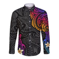 Turtle and Plumeria - Polynesian Long Sleeve Button Shirt TS04 Unisex Gradient - Polynesian Pride