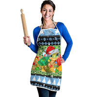 Micronesia Christmas Apron with Santa Turtle Coral Reef and Holiday Ocean Pattern - Polynesian Pride