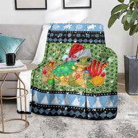 Micronesia Christmas Blanket with Santa Turtle Coral Reef and Holiday Ocean Pattern - Polynesian Pride