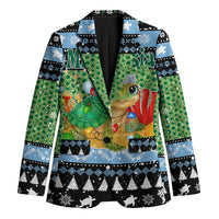 Micronesia Christmas Blazer with Santa Turtle Coral Reef and Holiday Ocean Pattern - Polynesian Pride