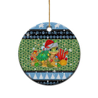 Micronesia Christmas Ceramic Ornament with Santa Turtle Coral Reef and Holiday Ocean Pattern TS04 - Polynesian Pride