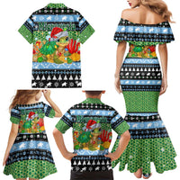 Micronesia Christmas Family Matching Mermaid Dress and Hawaiian Shirt with Santa Turtle Coral Reef and Holiday Ocean Pattern - Polynesian Pride
