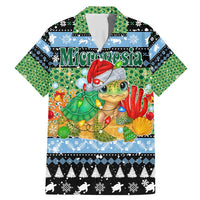 Micronesia Christmas Family Matching Mermaid Dress and Hawaiian Shirt with Santa Turtle Coral Reef and Holiday Ocean Pattern - Polynesian Pride