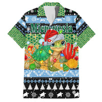Micronesia Christmas Family Matching Tank Maxi Dress and Hawaiian Shirt with Santa Turtle Coral Reef and Holiday Ocean Pattern - Polynesian Pride