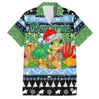 Micronesia Christmas Hawaiian Shirt with Santa Turtle Coral Reef and Holiday Ocean Pattern TS04 Black Green - Polynesian Pride