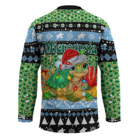 Micronesia Christmas Hockey Jersey with Santa Turtle Coral Reef and Holiday Ocean Pattern TS04 - Polynesian Pride
