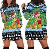 Micronesia Christmas Hoodie Dress with Santa Turtle Coral Reef and Holiday Ocean Pattern TS04 - Polynesian Pride