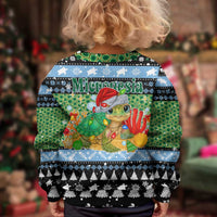 Micronesia Christmas Kid Ugly Christmas Sweater with Santa Turtle Coral Reef and Holiday Ocean Pattern TS04 - Polynesian Pride