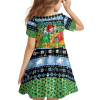 Micronesia Christmas Kid Short Sleeve Dress with Santa Turtle Coral Reef and Holiday Ocean Pattern TS04 - Polynesian Pride