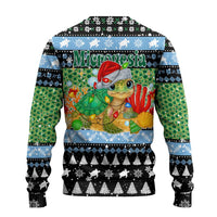 Micronesia Christmas Ugly Christmas Sweater with Santa Turtle Coral Reef and Holiday Ocean Pattern TS04 - Polynesian Pride