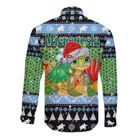 Micronesia Christmas Long Sleeve Button Shirt with Santa Turtle Coral Reef and Holiday Ocean Pattern TS04 - Polynesian Pride