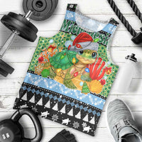 Micronesia Christmas Men Tank Top with Santa Turtle Coral Reef and Holiday Ocean Pattern TS04 - Polynesian Pride