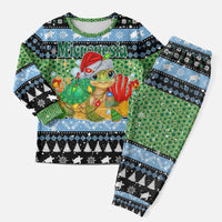 Micronesia Christmas Pajama Set with Santa Turtle Coral Reef and Holiday Ocean Pattern TS04 - Polynesian Pride