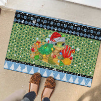 Micronesia Christmas Rubber Doormat with Santa Turtle Coral Reef and Holiday Ocean Pattern TS04 - Polynesian Pride