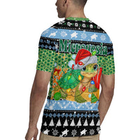 Micronesia Christmas Rugby Jersey with Santa Turtle Coral Reef and Holiday Ocean Pattern - Polynesian Pride