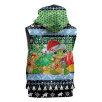 Micronesia Christmas Sleeveless Zip Hoodie with Santa Turtle Coral Reef and Holiday Ocean Pattern TS04 - Polynesian Pride