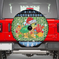 Micronesia Christmas Spare Tire Cover with Santa Turtle Coral Reef and Holiday Ocean Pattern - Polynesian Pride