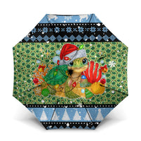 Micronesia Christmas Umbrella with Santa Turtle Coral Reef and Holiday Ocean Pattern - Polynesian Pride