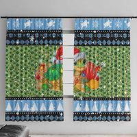 Micronesia Christmas Window Curtain with Santa Turtle Coral Reef and Holiday Ocean Pattern - Polynesian Pride