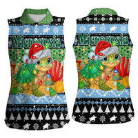 Micronesia Christmas Women Sleeveless Polo Shirt with Santa Turtle Coral Reef and Holiday Ocean Pattern TS04 - Polynesian Pride
