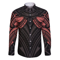 Feminine Polynesian Family Matching Off Shoulder Short Dress and Hawaiian Shirt Mandala Tattoo Style TS04 Dad's Shirt - Long Sleeve Black - Polynesian Pride