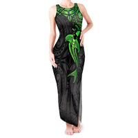 Polynesian Tank Maxi Dress Hammerhead Shark Tribal Pattern Black Green Version TS04 Women Black Green - Polynesian Pride