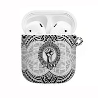 Aiga Samoa Raised Fist AirPods Case Polynesian Tribal Tattoo Art Family Pride TS04 White Black - Polynesian Pride