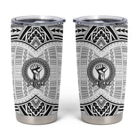 Aiga Samoa Raised Fist Tumbler Cup Polynesian Tribal Tattoo Art Family Pride TS04 White Black - Polynesian Pride