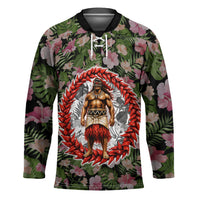 Samoa Aiga Polynesian Hockey Jersey Tropical Floral Hibiscus Pattern Island Heritage TS04 Unisex Green Red - Polynesian Pride