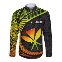 Hawaii Kanaka Maoli Long Sleeve Button Shirt Polynesian Tornado Infusion Gradient TS04 Unisex Gradient - Polynesian Pride