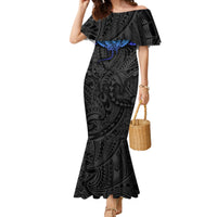 Polynesian Ray Pattern Family Matching Mermaid Dress and Hawaiian Shirt TS04 Mom's Dress Black Blue - Polynesian Pride