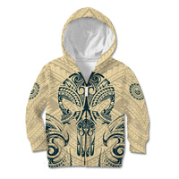 Polynesian Kid Hoodie Warrior Skull with Tribal Patterns Tattoo Design TS04 Zip Hoodie Yellow - Polynesian Pride