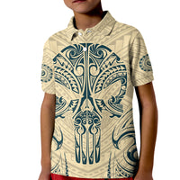 Polynesian Kid Polo Shirt Warrior Skull with Tribal Patterns Tattoo Design TS04 Kid Yellow - Polynesian Pride
