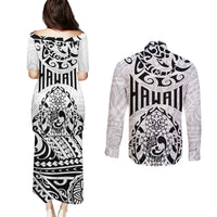 Hawaii Couples Matching Puletasi Dress and Long Sleeve Button Shirts with Polynesian Turtle TS04 - Polynesian Pride