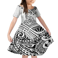 Hawaii Kid Short Sleeve Dress with Polynesian Turtle TS04 KID Black White - Polynesian Pride