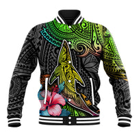 Polynesian Baseball Jacket Whales and Compass Gradient Pattern TS04 Unisex Gradient - Polynesian Pride