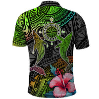 Polynesian Polo Shirt Whales and Compass Gradient Pattern TS04 - Polynesian Pride