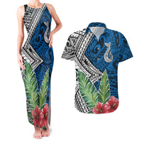 Polynesian Couples Matching Tank Maxi Dress and Hawaiian Shirt Whale Pattern and Hibiscus Flowers TS04 Multicolor - Polynesian Pride