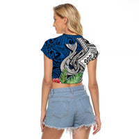 Polynesian Raglan Cropped T Shirt Whale Pattern and Hibiscus Flowers TS04 - Polynesian Pride