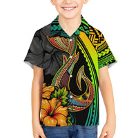 Hawaii Hawaiian Shirt Polynesian Fish Hook and Hibiscus Flowers with Gradient Pattern TS04 - Polynesian Pride