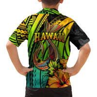 Hawaii Hawaiian Shirt Polynesian Fish Hook and Hibiscus Flowers with Gradient Pattern TS04 - Polynesian Pride