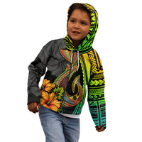 Hawaii Kid Hoodie Polynesian Fish Hook and Hibiscus Flowers with Gradient Pattern TS04 - Polynesian Pride