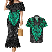 Polynesian Couples Matching Mermaid Dress and Hawaiian Shirt Abstract Tiki TS04 Black Yellow - Polynesian Pride