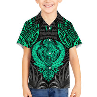 Polynesian Family Matching Off Shoulder Long Sleeve Dress and Hawaiian Shirt Abstract Tiki TS04 Son's Shirt Black Yellow - Polynesian Pride